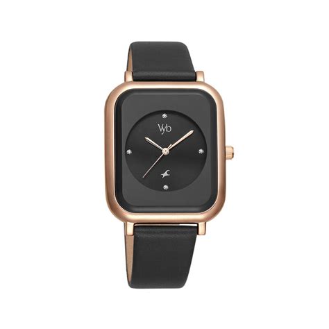 Buy Online Fastrack Vyb Muse Quartz Analog Black Dial Leather Strap ...