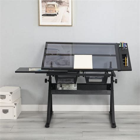 LiviNest Height Adjustable Glass Drafting Table with Chair India | Ubuy
