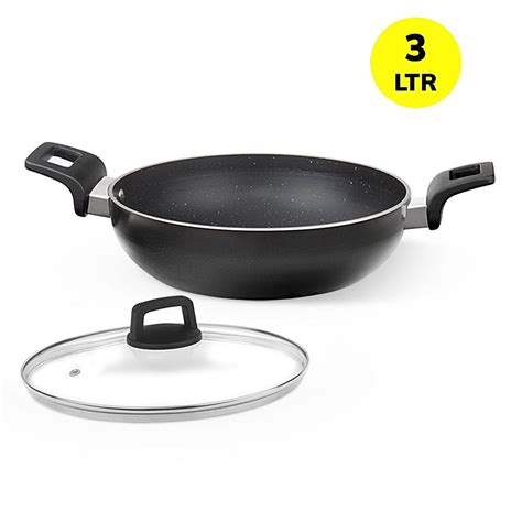 Shop Borosil Granito Non-Stick Induction Base Kadai With Lid (3 L) - 26 ...