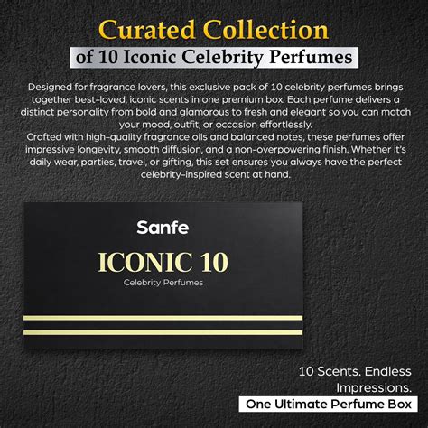 Sanfe ICONIC10 Celebrity Inspired Perfumes Set of 10 | Unisex Fragrance Kit