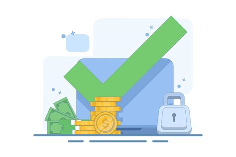 The concept of secure access to an online money wallet. Protected with a lock check mark on the ...