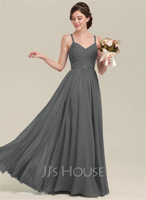A-Line/Princess Sweetheart Floor-Length Chiffon Lace Bridesmaid Dress ...