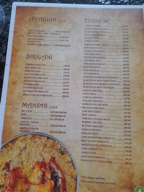 Menu at AL SAJ KITCHEN, Aluva, MINARVA GARDEN
