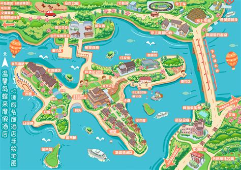 度假区旅游手绘地图设计小程序h5智慧导览景区定制制作|插画|商业插画|手绘地图 - 原创作品 - 站酷 (ZCOOL)