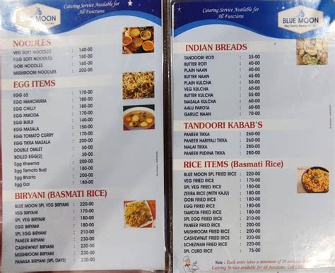 Menu at Blue Moon Veg/Egg Family Garden Restaurant, Kurnool