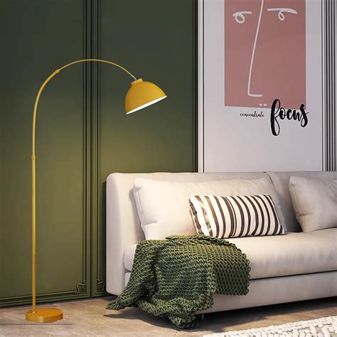 MIXL-Modern Arc Yellow Floor Lamp,Tall Reading Lamps Floor Standing ...