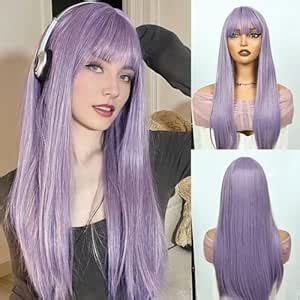 QUEENTAS Purple Hair Wigs for Women 24in Long Full Head Straight Wig ...