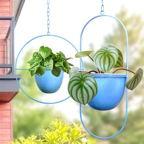 Buy HOMESAKE Set of 2 Metal Hanging Planters from Homesake at just INR ...