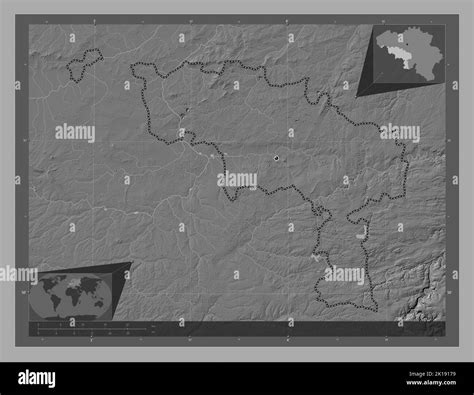 Hainaut, province of Belgium. Bilevel elevation map with lakes and rivers. Corner auxiliary ... - elevation map of belgium