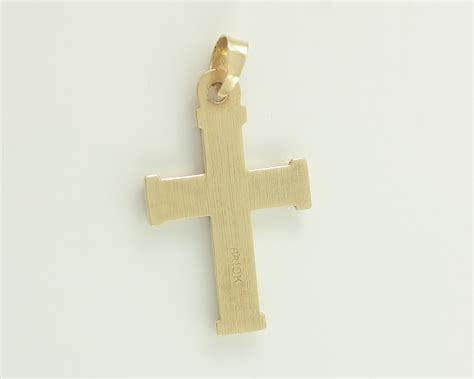10KGold Textured Cross Necklace Pendant, 10K Gold Cross Charm, 10k ...