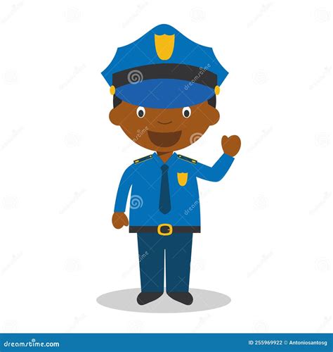 African American Police Officer Cartoon