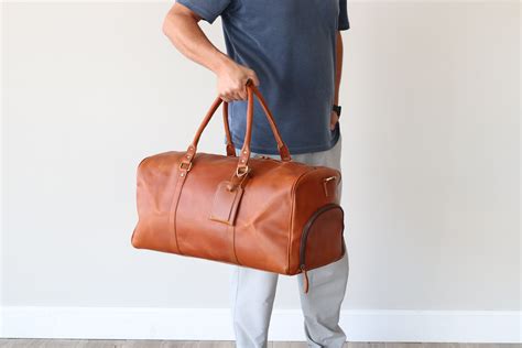Full Grain Leather Duffle Bag, Personalized Duffle Bag, Monogrammed Leather Weekender Bag ...