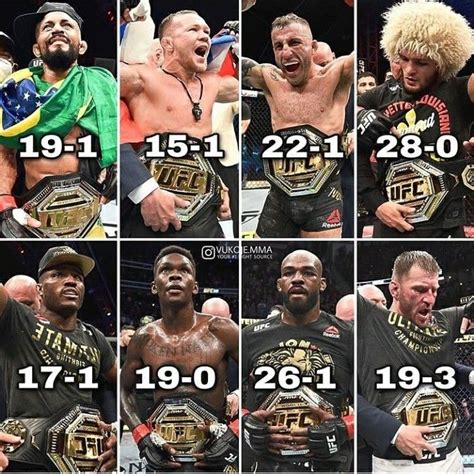 Current Ufc male champions. | Boxeo