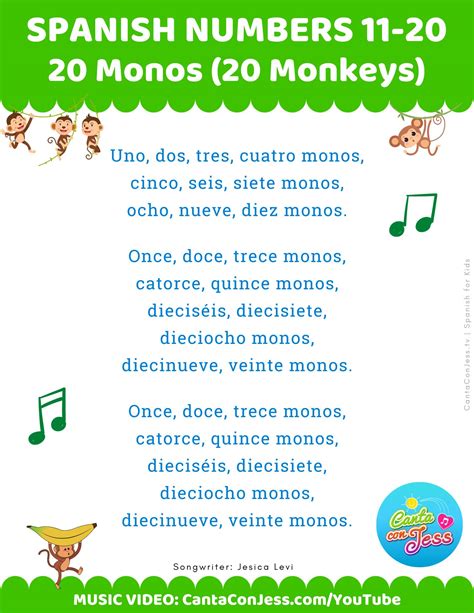 Count from 11 to 20 in Spanish: Numbers Song and Lyrics - Canta Con Jess