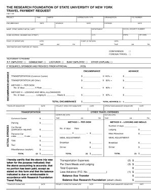 Fillable Online research downstate Travel Payment Request - SUNY ...