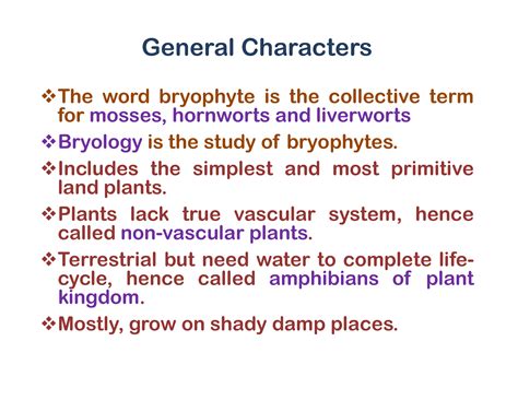 SOLUTION: General Characters & Classification of Bryophytes Presentation - Studypool