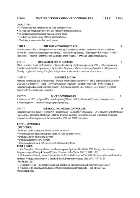 EC8691 Microprocessors & Microcontrollers: Course Overview and Concepts ...