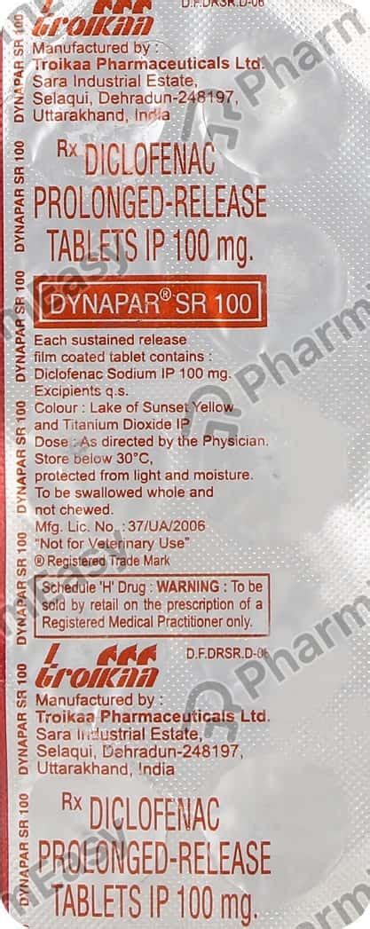 Diclomol Sr 100 MG Tablet (10): Uses, Side Effects, Price & Dosage ...