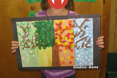 Four-Season Tree-done by second graders | Elementary art, Seasons art ...