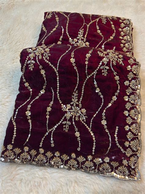 Premium Fendy Silk Saree with Heavy Floral Sequin Embroider – Jyoti Sarees