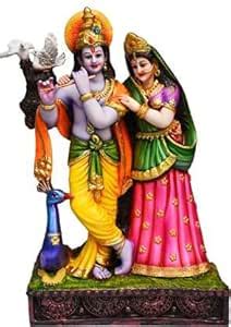 Buy Deval Gifts Radha Krishna Decorative Showpiece with Peacock | Gold ...