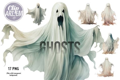 Ghosts Clip Art 17 Bundle Halloween Png Graphic by clipArtem · Creative ...