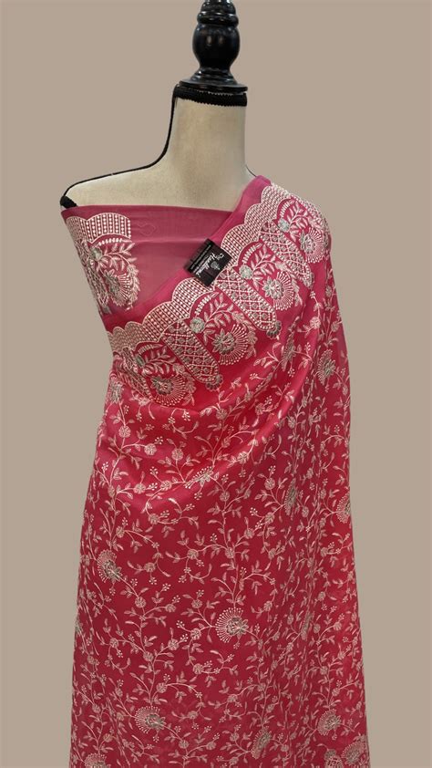Organza Chikankari Handloom Banarasi Saree — The Handlooms