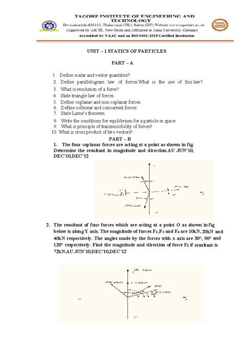 EM 2 Marks 13 mark question - UNIT – 1 STATICS OF PARTICLES PART – A ...