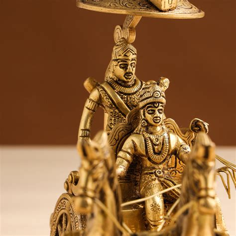Brass Arjun And Krishna Rath (7.5 Inch) – Vedansh Craft
