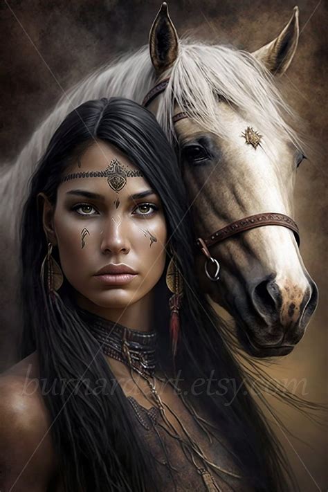 Muskogee creek native american woman with a horse digital etsy – Artofit