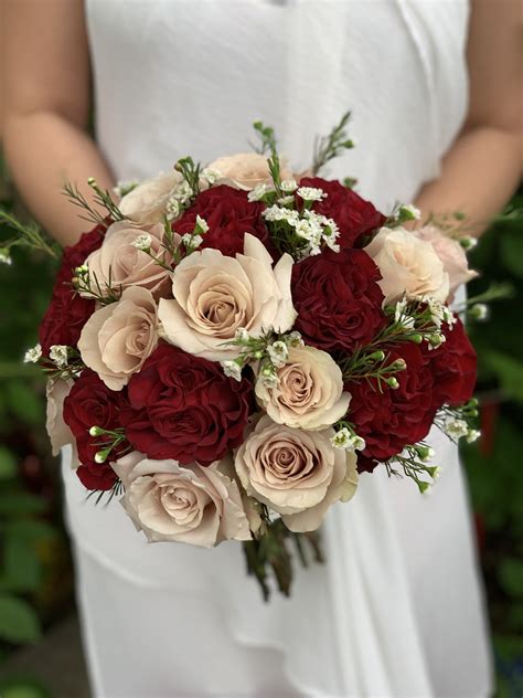 Champagne and Burgundy Bridal Bouquet - Fresno Florist | Signature ...