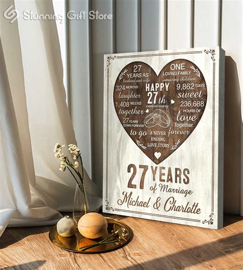 Personalized 27 Year Anniversary Gift Sign 27th For, 51% OFF