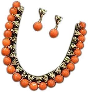 Buy saket Orange Gold-Plated Jewellery Set for Women at Amazon.in