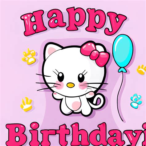 Happy Birthday Hello Kitty Cute · Creative Fabrica