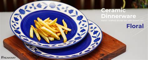 Buy Freakway Hand-Painted Floral Ceramic Dinner Set of 12 Pcs | 6 ...