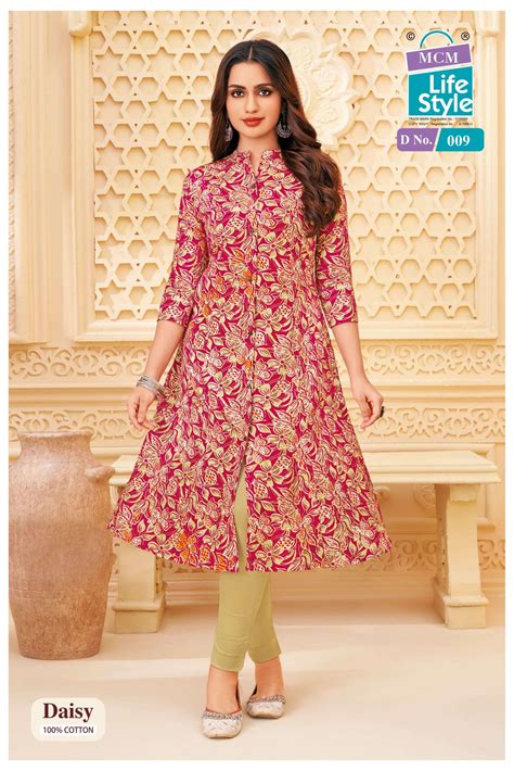 MCM LIFESTYLE DAISY FANCY A LINE CUT PATTERN LADIES KURTIS AT BEST ...