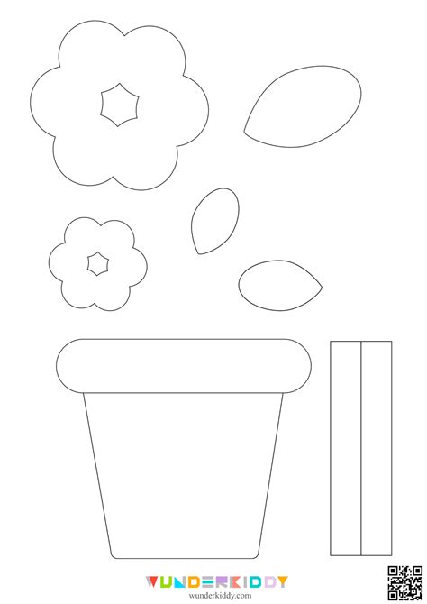 Free Printable Flower Pot Paper Craft Template for Children