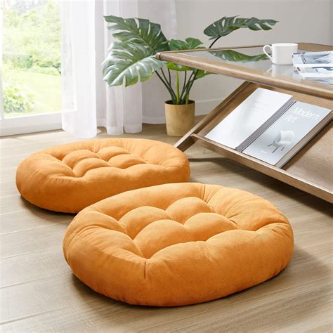 Amazon.com: Floor Cushion Pillow Set of 2, Round Large Pillows Seating ...