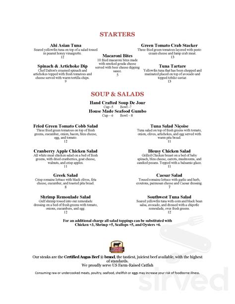 Diamondhead Country Club menu in Diamondhead, Mississippi, USA