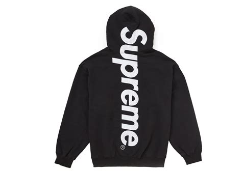 SUPREME SATIN APPLIQUE HOODED SWEATSHIRT FW24 BLACK