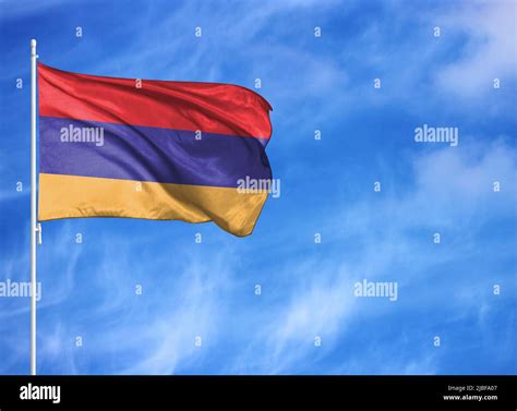National flag of Armenia on a flagpole Stock Photo - Alamy
