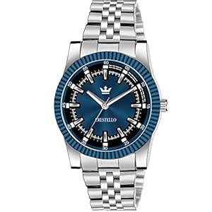 CRESTELLO Stainless Steel Chain Analog Wrist Watch for Men (Blue Dial ...