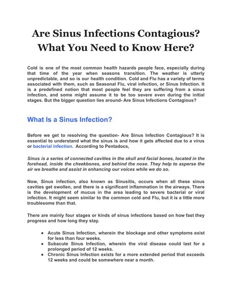 PPT - Are Sinus Infections Contagious? What You Need to Know Here? PowerPoint Presentation - ID ...