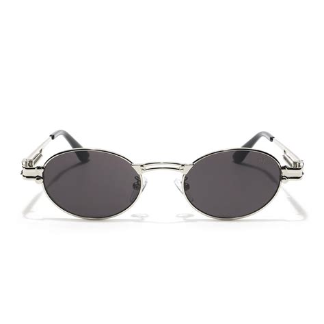Bob | Silver Oval Sunglasses | Black Lens - MG5183