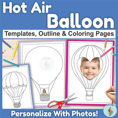 Hot Air Balloon Drawing Template Air Balloon Flying In Blue Sky. Hot