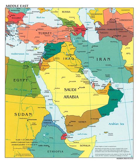 Current map of the middle east