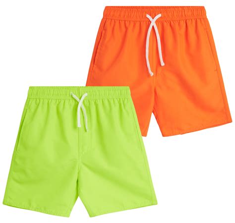 Quad Seven Boys' Swim Trunks - 2 Pack Basic Solid Quick Dry Board ...
