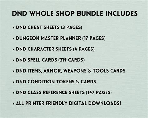 Buy Dnd 5e Whole Shop Bundle: Cheat Sheet, Planner, Character Sheets ...