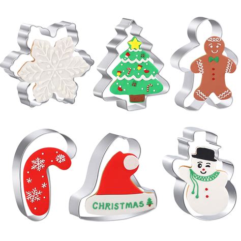 Amazon.com: Large Christmas Cookie Cutters - 6 Pcs 4 Inch Holiday ...