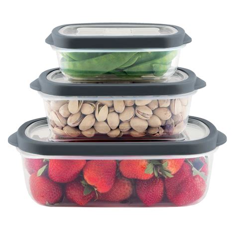 3-Piece Rectangle Plastic Food Storage Set with Vent Lid
